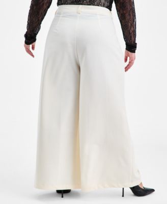 Trendy Plus Size Casual Pleated Wide-Leg Pants, Macy's Exclusive
