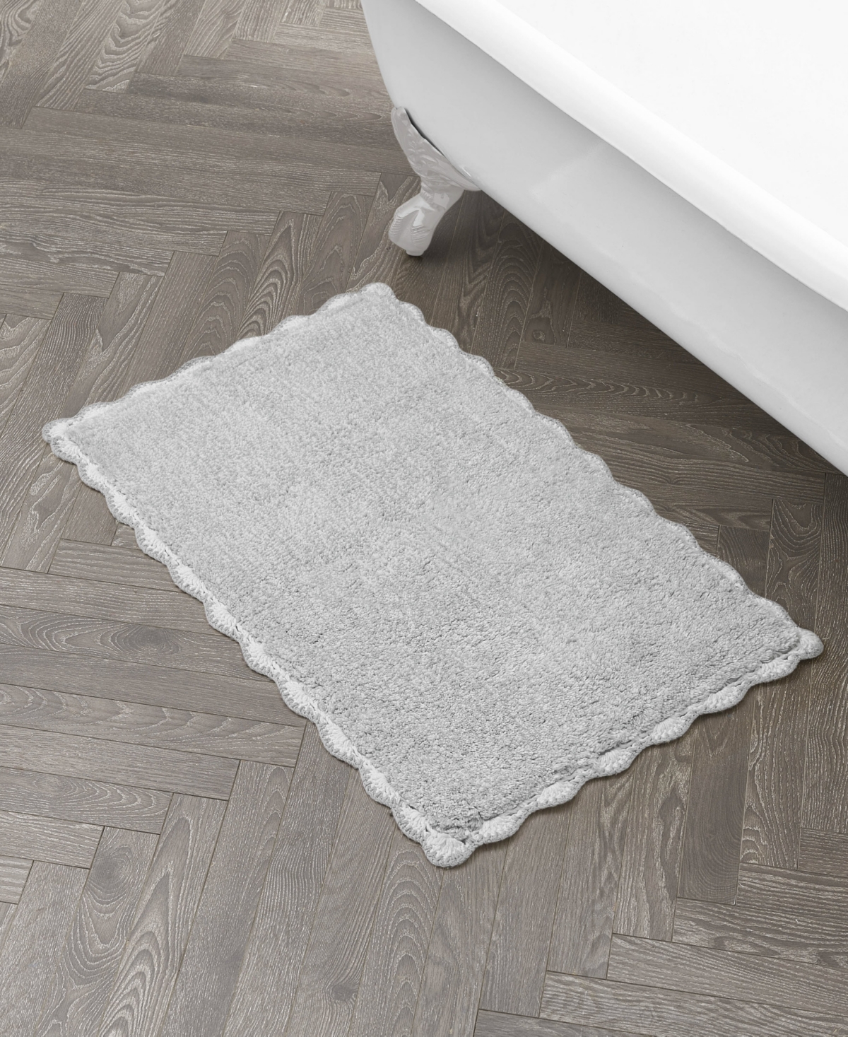 Laura Ashley Heathered Crochet Border Cotton Bath Rug, 20" x 32"
