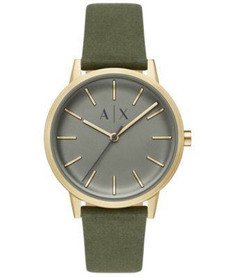 Armani Exchange Men's Three-Hand Green Leather Watch, 42mm