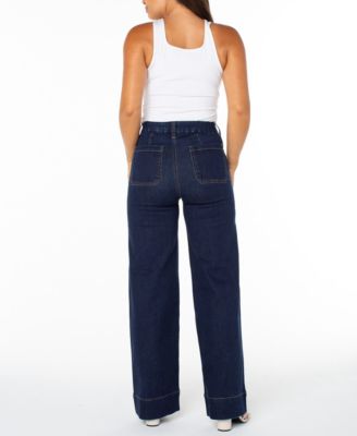 Juniors' High-Rise Wide-Leg Patch-Pocket Jeans 