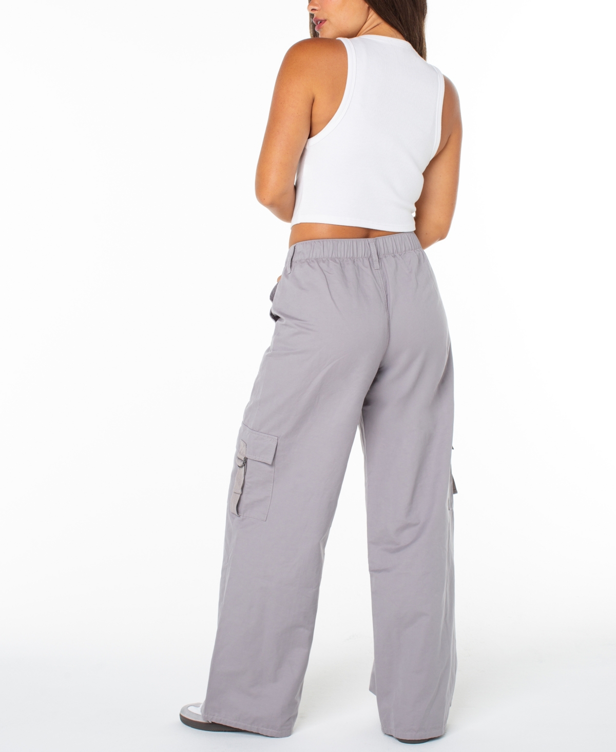 Celebrity Pink Juniors' Drawstring Cargo Utility Pants In Gray