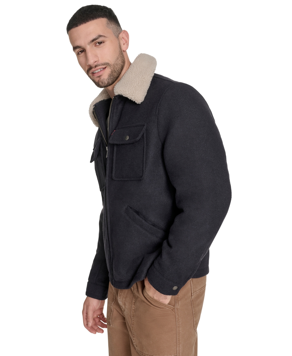 Levi's Men's Wool Blend Depot Sherpa Collar Jacket In Multi
