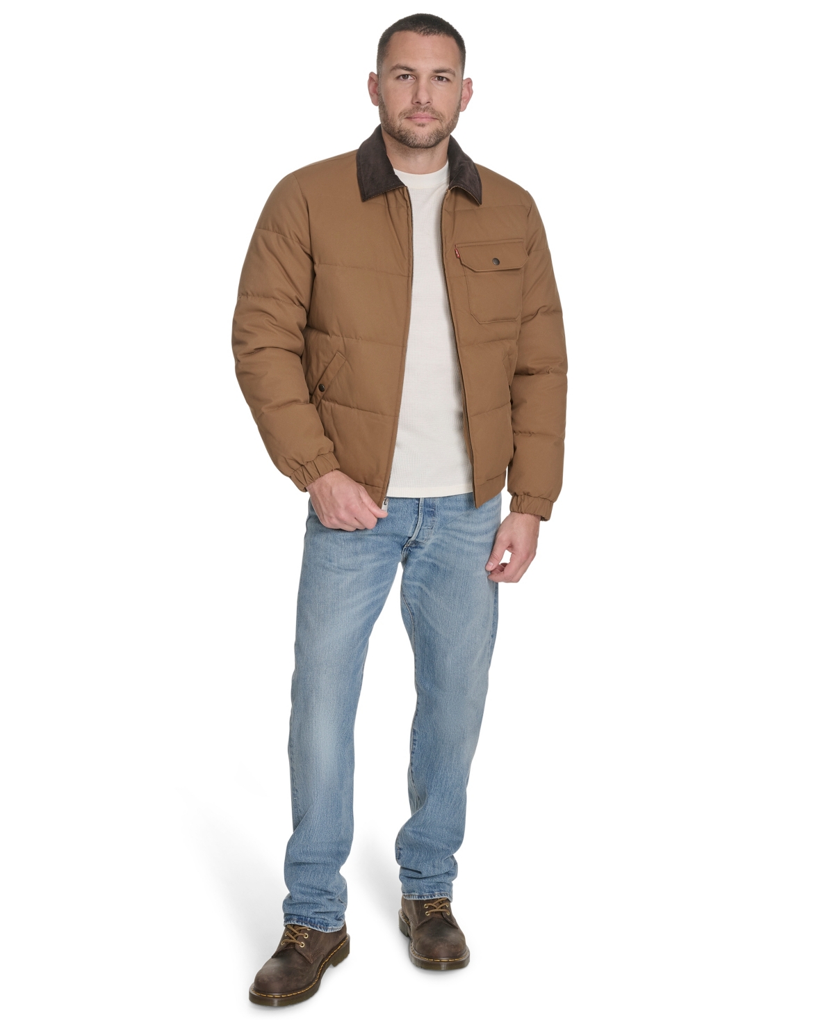 Levi's Corduroy Collar Midweight Quilted Jacket In Brown