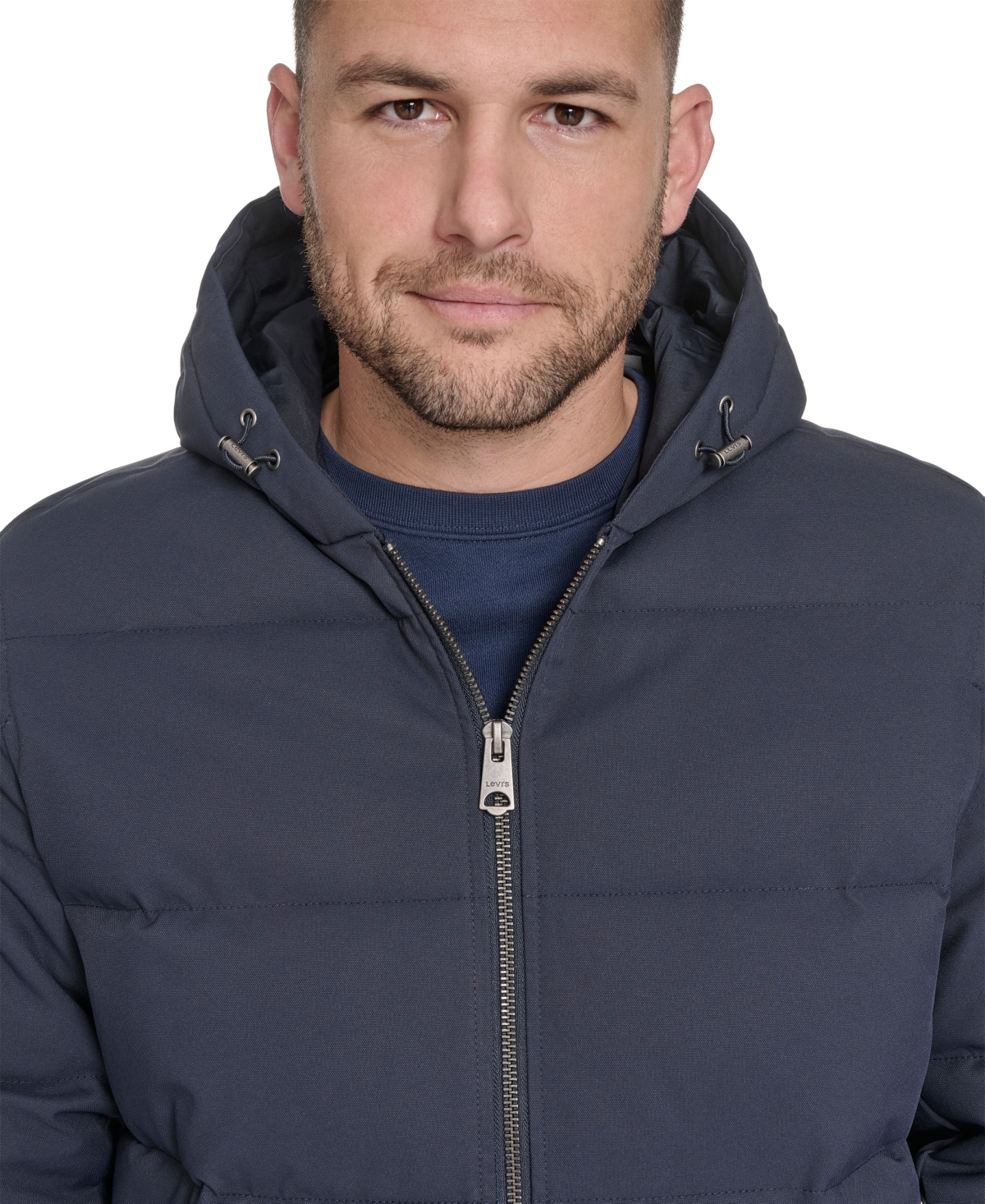 Levi's Men's Quilted Bomber With Hood Jacket In Blue