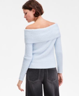 Juniors' Marilyn Off-the-Shoulder Lurex Sweater