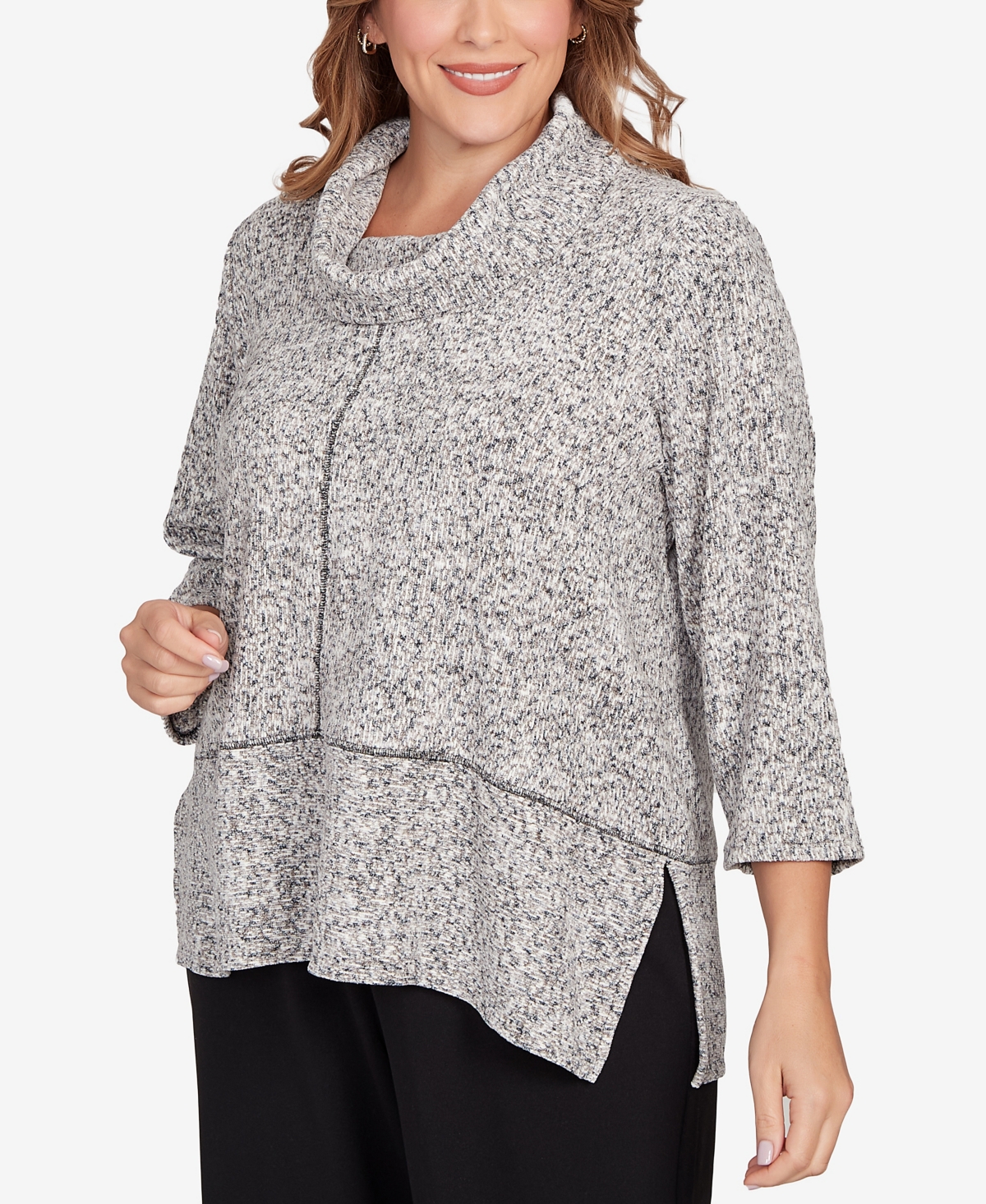 Ruby Rd. Plus Size Cowl Neck Spacedye Chenille Knit Top In Multi