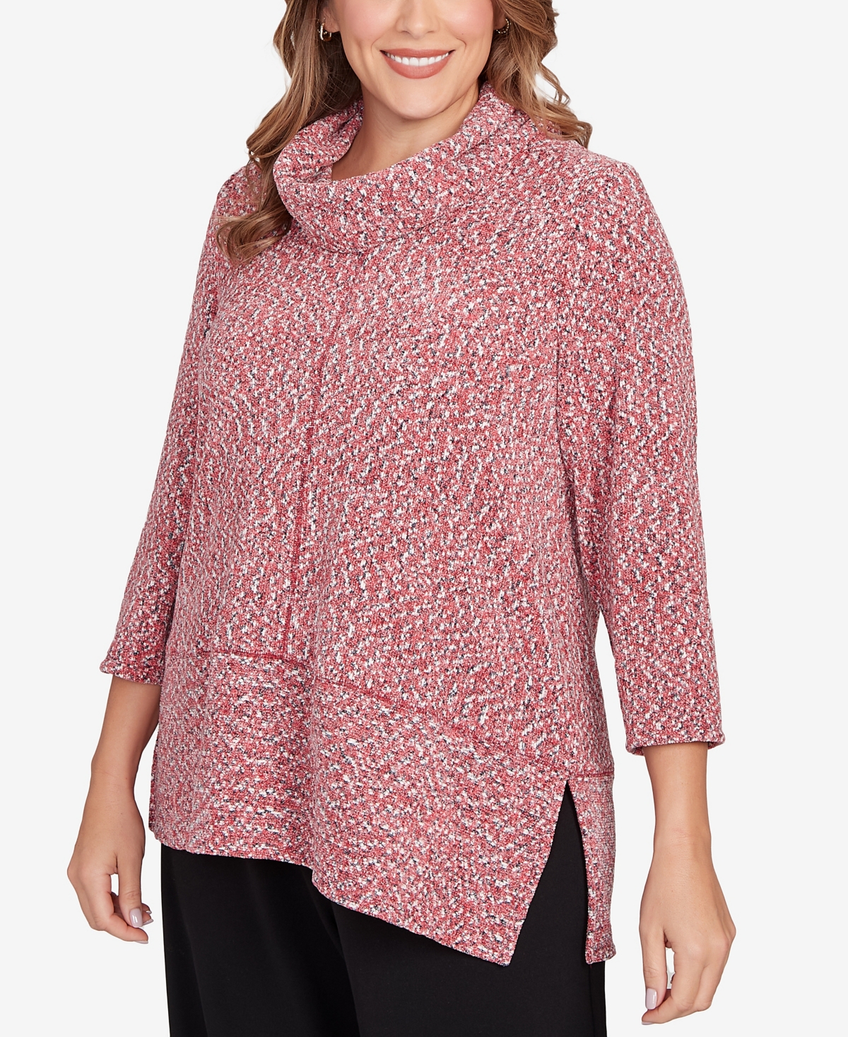 Ruby Rd. Plus Size Cowl Neck Spacedye Chenille Knit Top In Multi