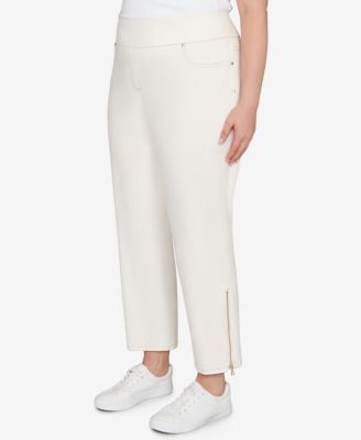 Plus Size Zipper Hem Pull On Pants