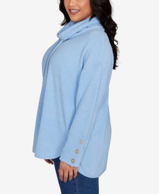 Plus Size Cowl Neck Cozy Hatchi Drawstring Top
