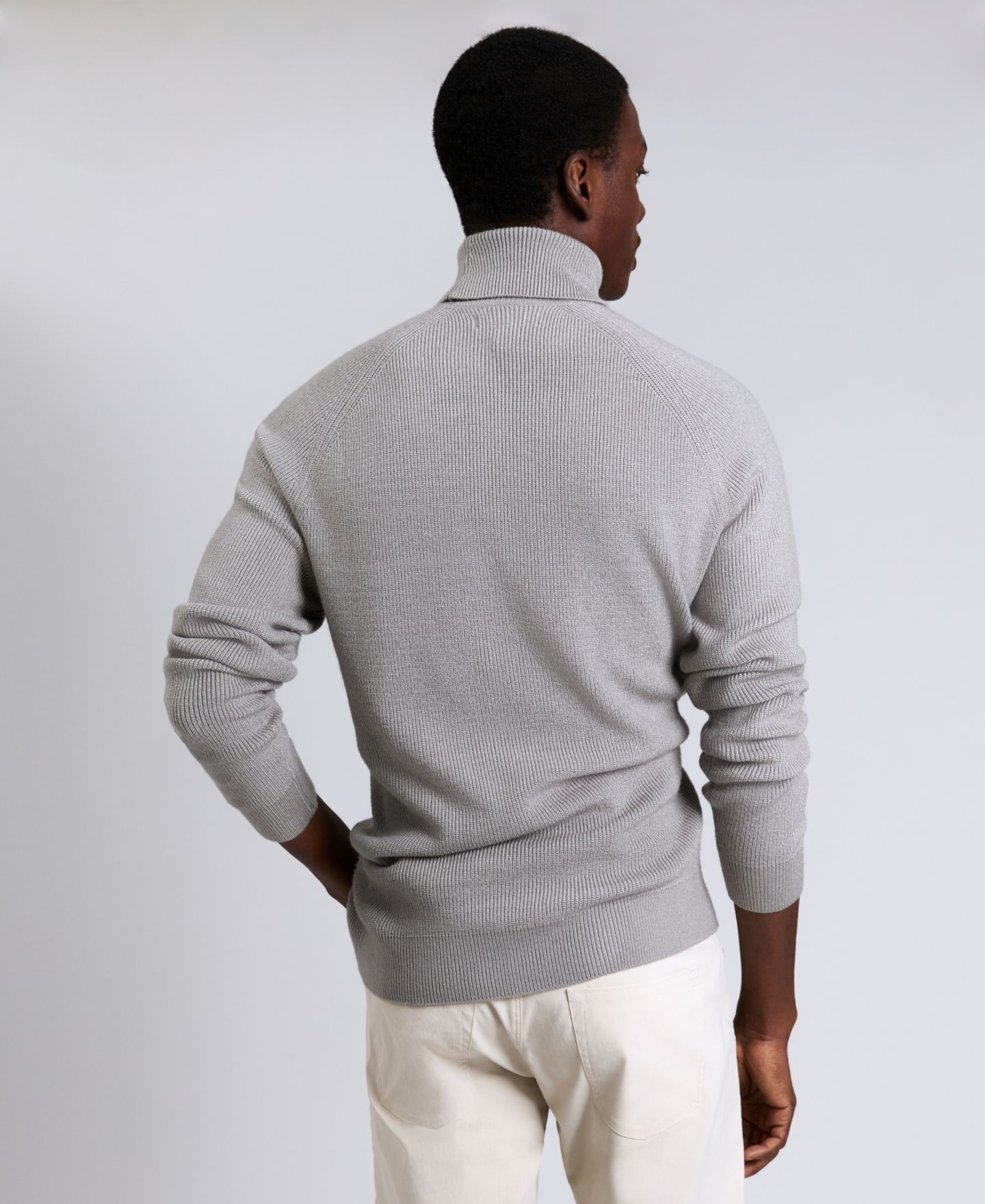 Мужской свитер Kenneth Cole Fold Over Turtleneck, цвет: Меланжевый серый — фото 5