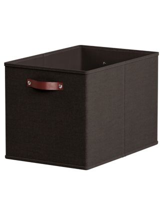 6 Pack Linen Fabric Kallax Storage Cube Bin with Faux Leather Handles