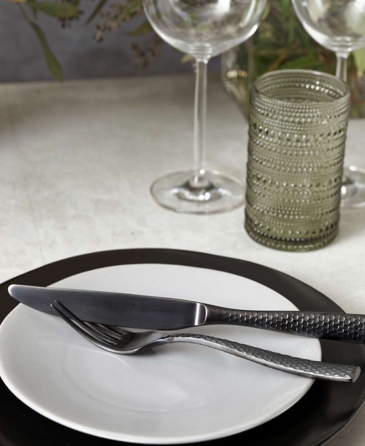 Fortessa Lucca Faceted 20-piece Flatware Set, Service For 4 In Black