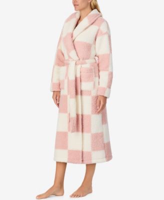 Women's Ultra-Cozy Belted Check Wrap Short Robe