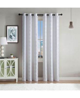 Contemporary Living 2 Pack Semi Sheer Geometric Grommet Top Curtain Panels - White