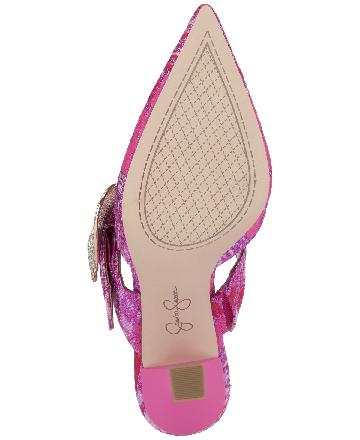 Jessica Simpson Favica Embellished Satin Slide Mule In Pink