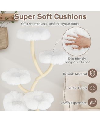 Freestanding Cat Tower Tall Cat Tree w/ four Flower-shaped Platforms Cat Condo