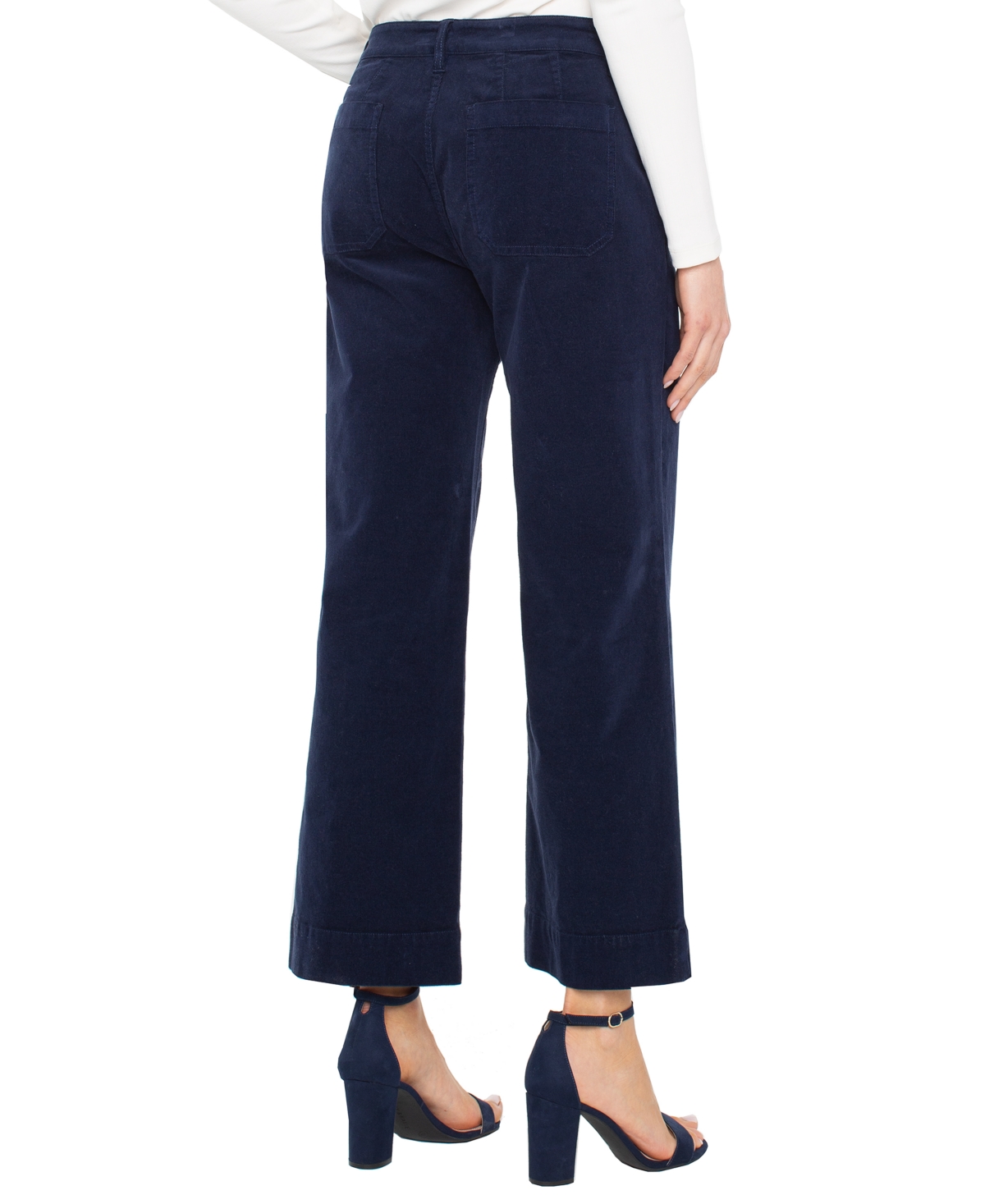 Liverpool Los Angeles Patch Pocket Mid Rise Ankle Wide Leg Corduroy Pants In Blue