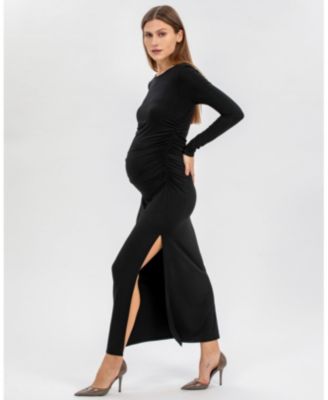 Maternity Boat Neck Maxi Daphne Dress with Side Ruching