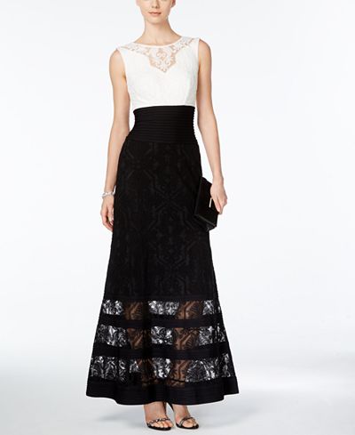 Tadashi Shoji Colorblocked Lace Gown