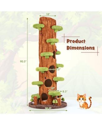 90.5'' Tall Multifunctional Cat Tree w/ Private Condos Sisal Covered Scratching Panel
