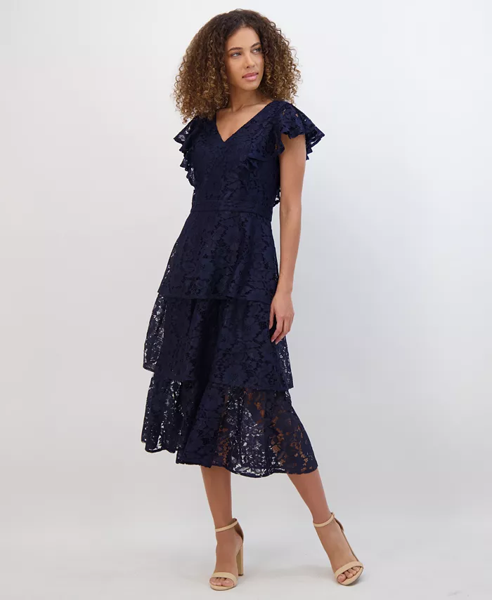 Women's Tiered Lace Midi Dress - thumbnail 4