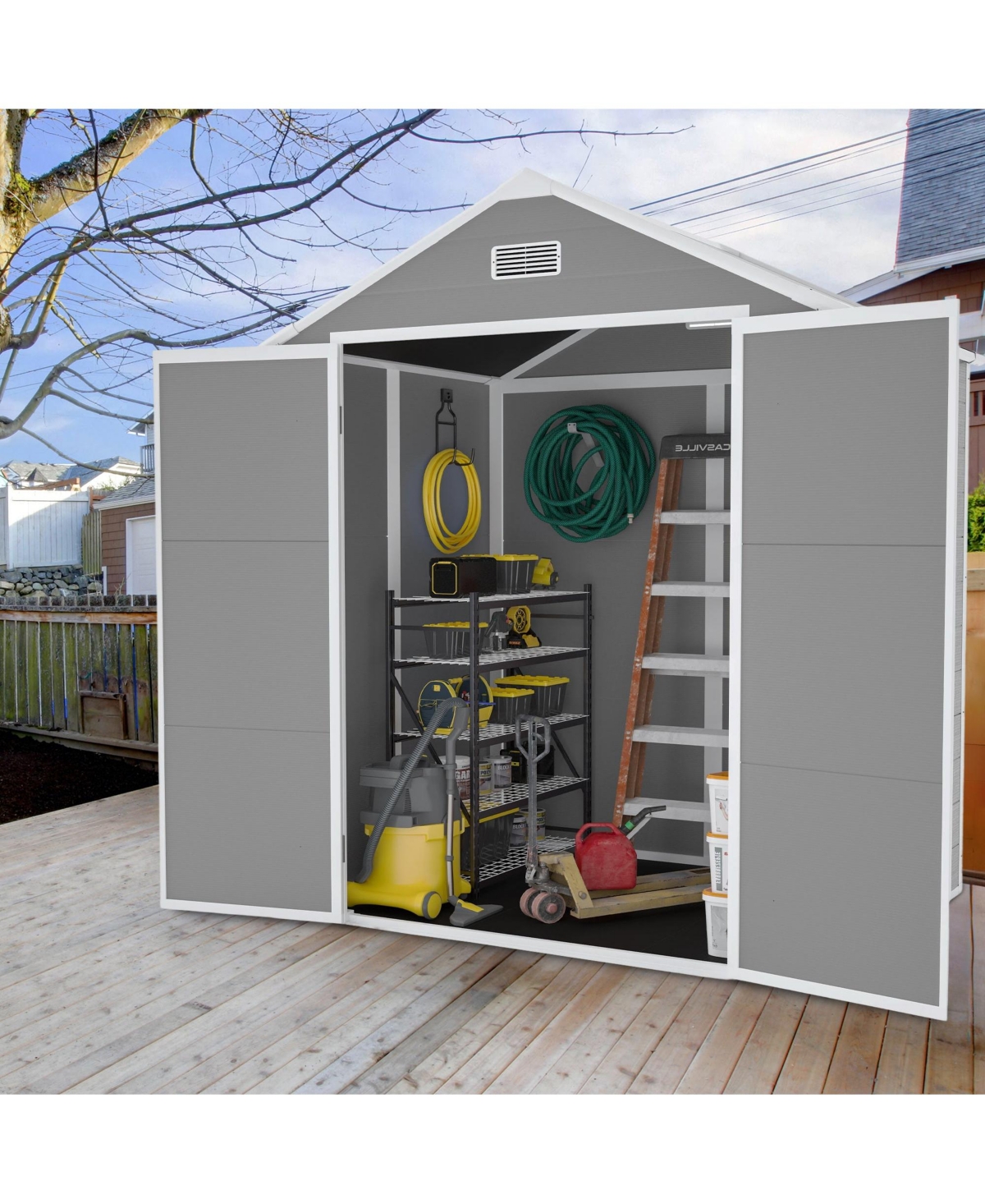 Mondawe Campcraft 6x5ft Resin Storage Shed, Outdoor Waterproof Garden Shed with Window & Tilted Roof