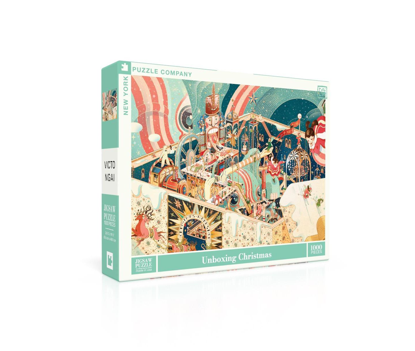 Детский пазл New York Puzzle Company Unboxing Christmas 1000 Piece Linen Puzzle, Ages 13+ — фото 2