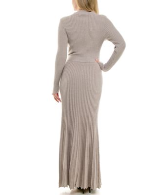 Women's Belted Mock Neck Sweater Dress