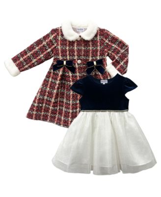 Blueberi Boulevard - Girls 2T-6X 2-Piece Swing Coat and Dress Set