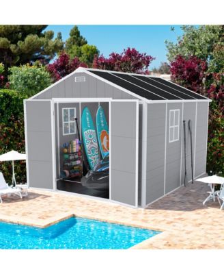 10x12ft Metal Storage Shed, Outdoor Garden Utility Shed with Windows & Protective Film