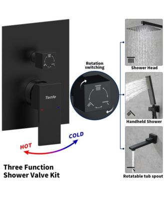 Wall Mount Shower System with Rain Shower Head, Handheld Spray and Faucet Set