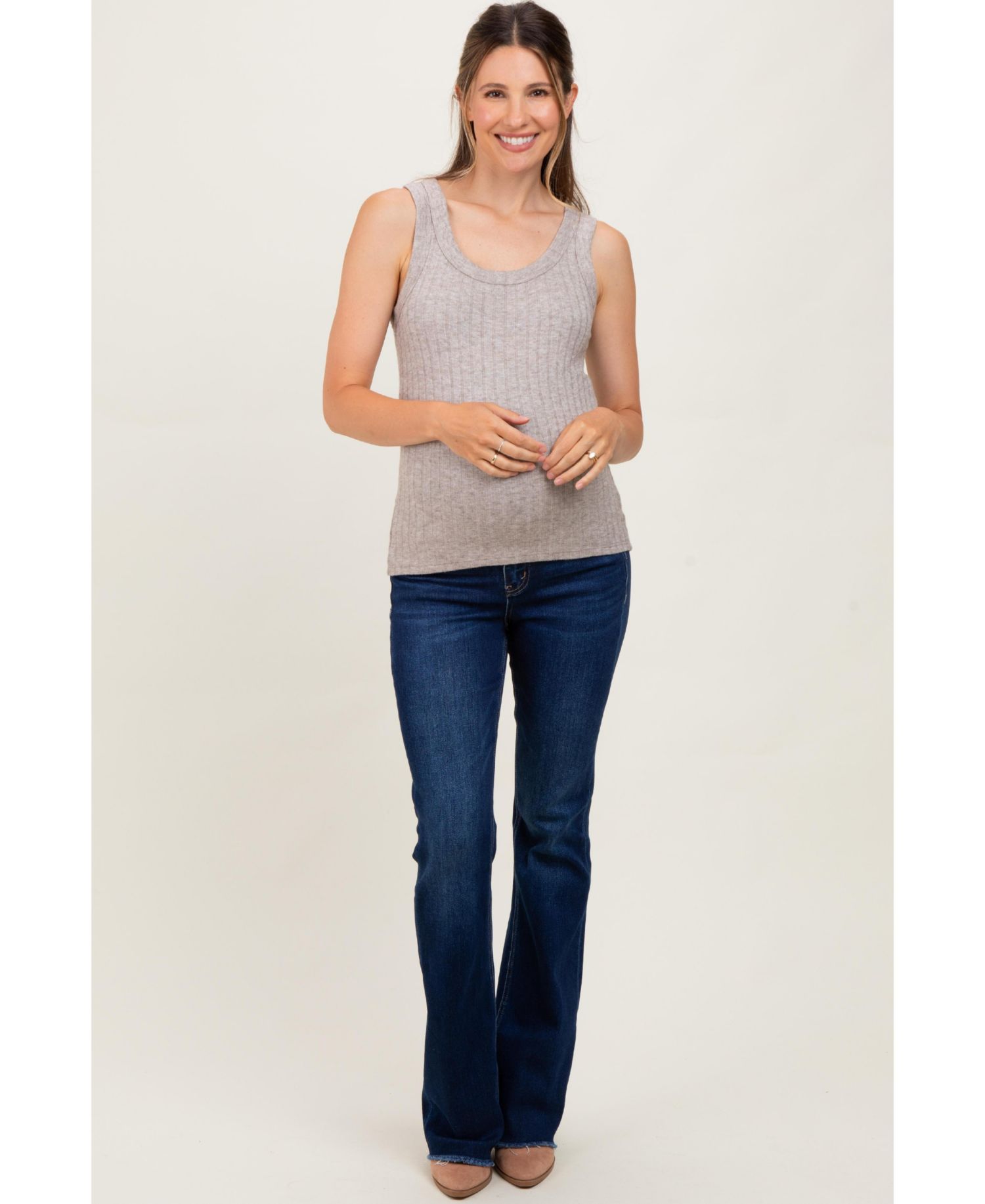 Women's Navy Raw Hem Bootcut Jeans