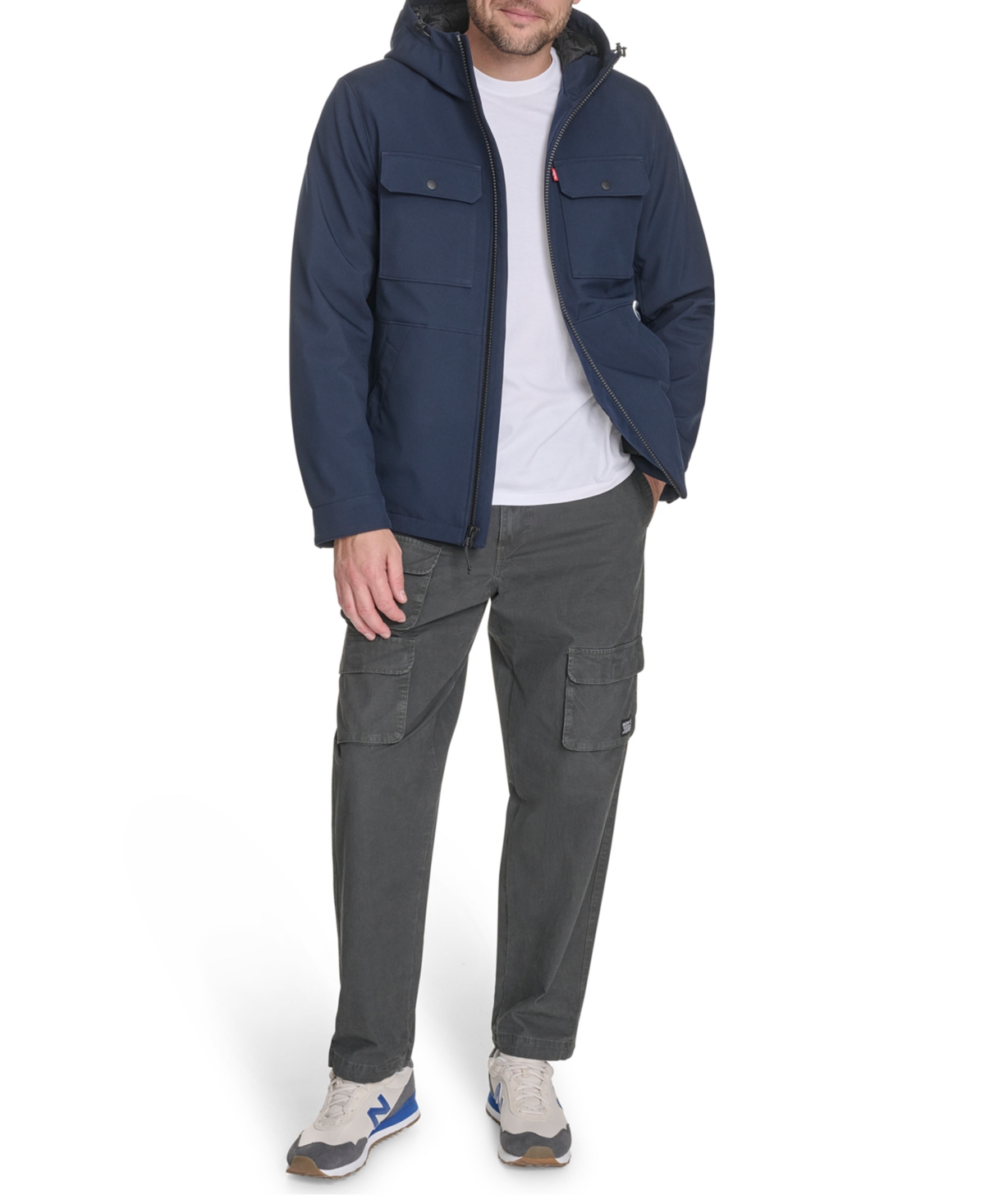 Levi's Men's Rib Stop Softshell With Hood Jacket In Blue