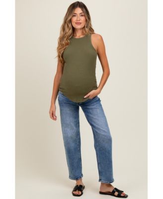 Maternity Blue Slim Ankle Barrel Leg Jeans