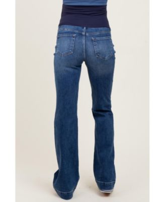 Maternity Navy Blue Wide Hem Bootcut Jeans