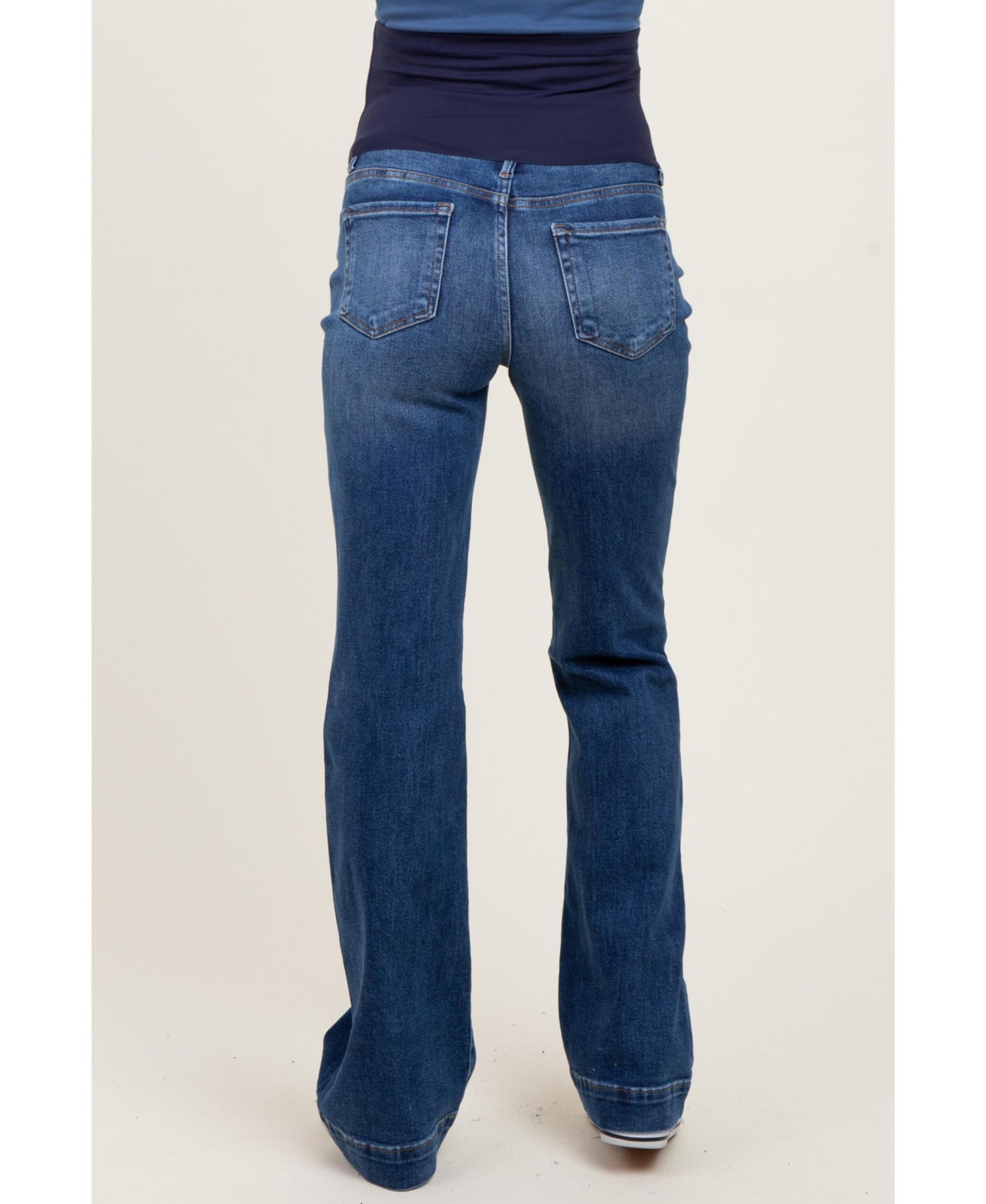 Women's Navy Blue Wide Hem Bootcut Jeans