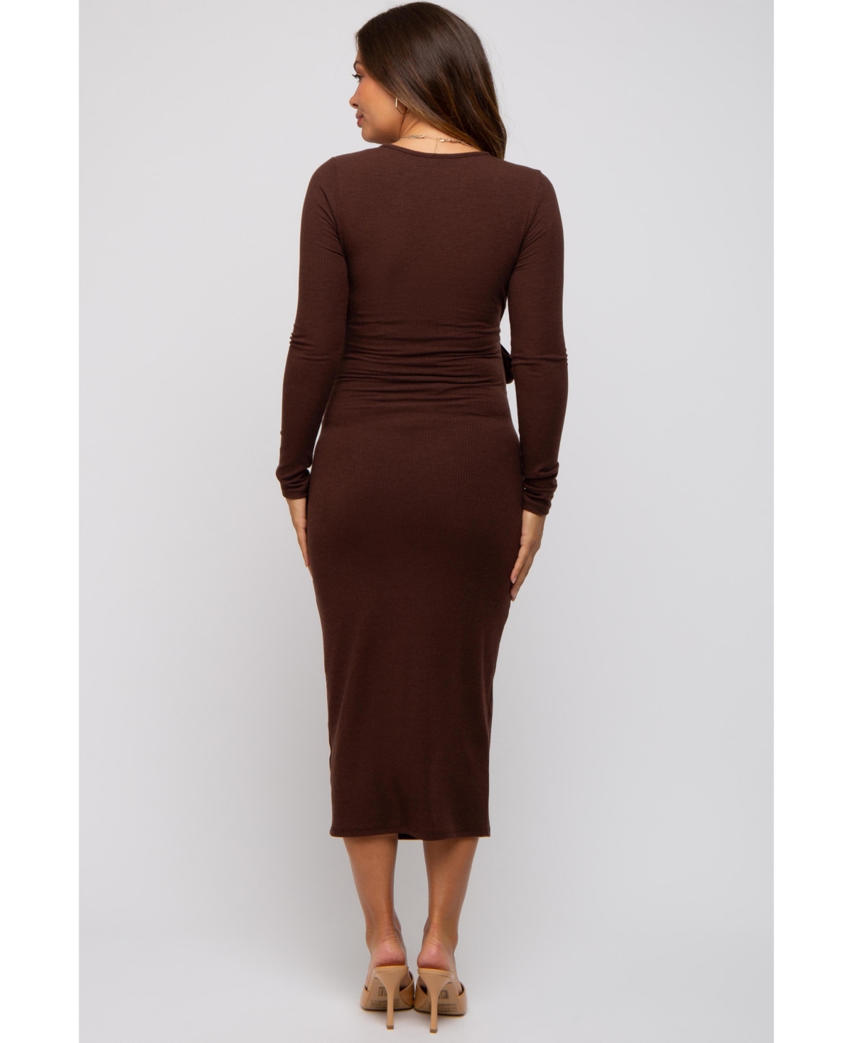 Pinkblush Forest Green Ribbed Long Sleeve Maternity Wrap Dress
