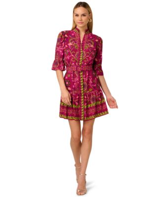 Adrianna - Women's 3/4-Sleeve Belted Fit & Flare Dress