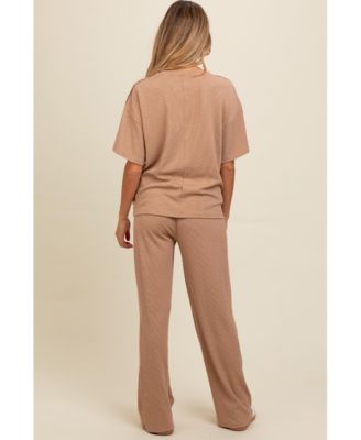 Maternity Textured Knit Oversized Tee And Pants Set