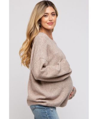 Taupe Basic Drop Shoulder Maternity Sweater