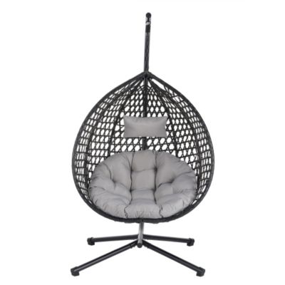 U STYLE Sturdy Hammock Chair with Stand Durable Hanging Egg Chair Rattan Weaving Indoor Outdoor Swing