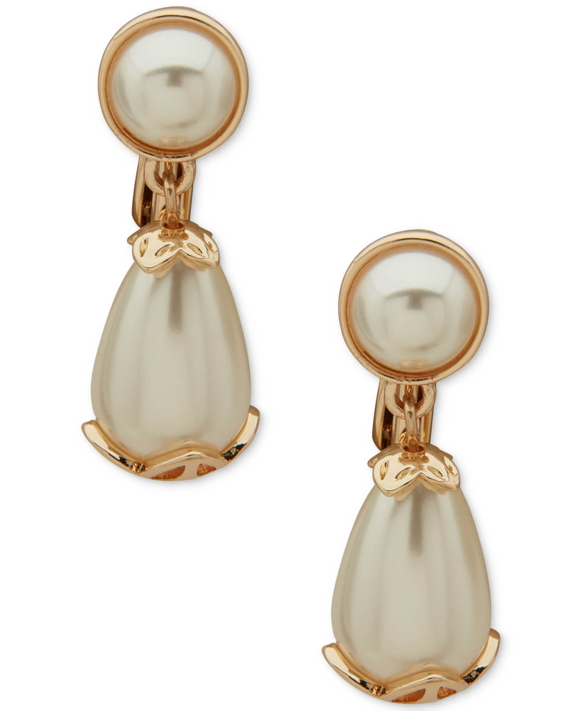 Anne Klein Imitation Pearl Cap Teardrop Earrings In Gold