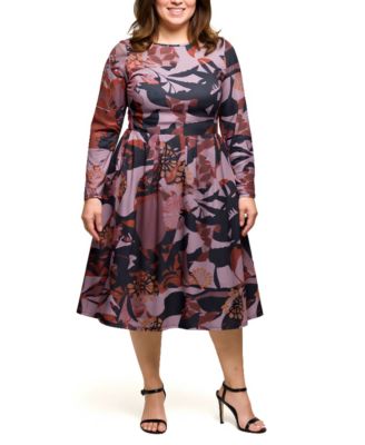 Plus Size Long Sleeve Midi Dress
