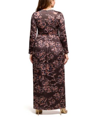 Plus Size Blush Floral Long Sleeve Maxi Dress
