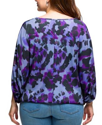 Plus Size Purple Animal Print Dolman Sleeve Top