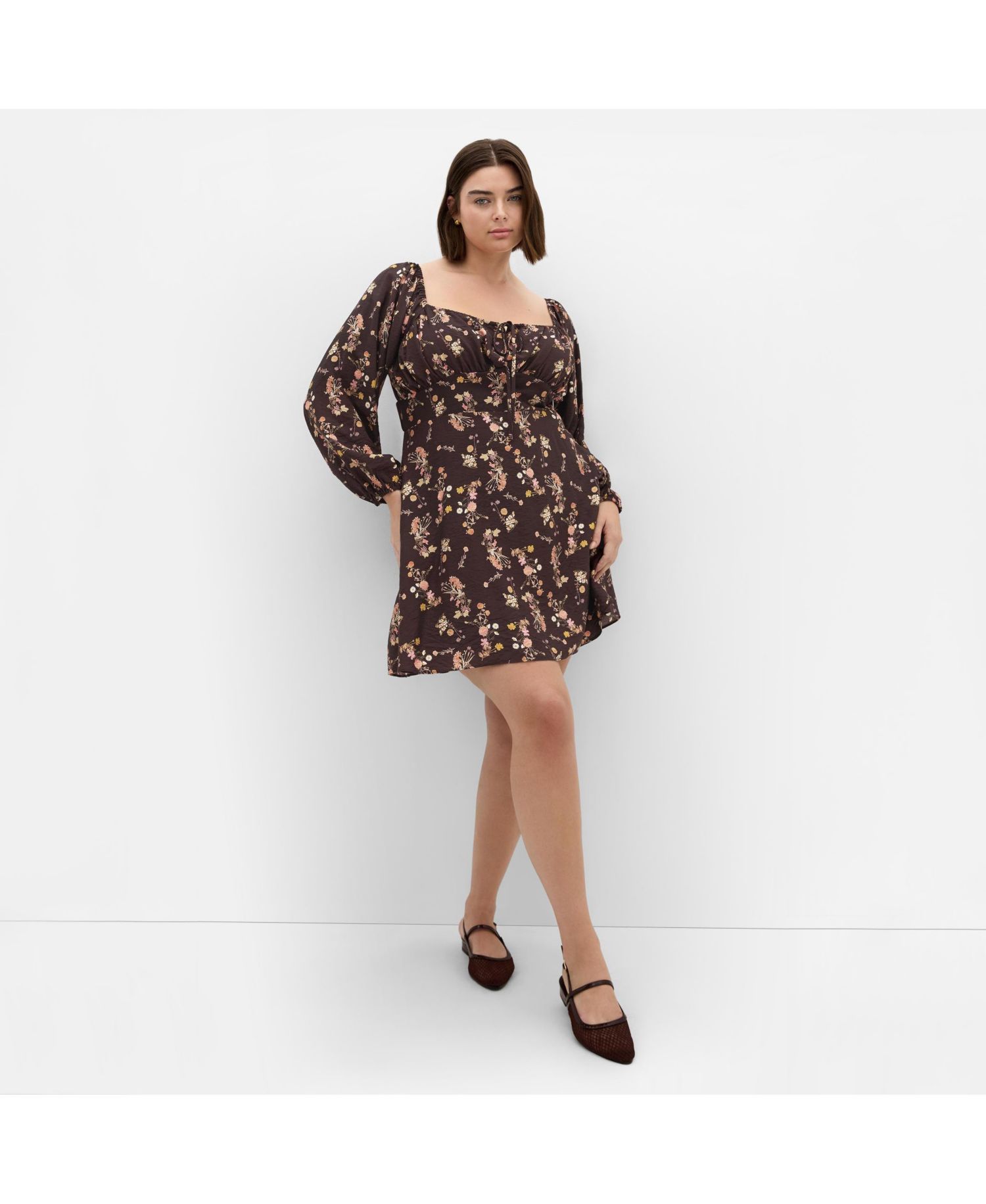 Plus Size Abbie Long Sleeve Print Mini Dress