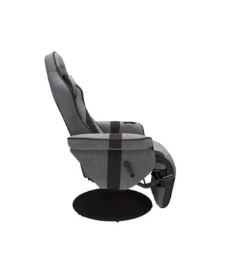 Reclining Gaming Chair with Footrest - Gray Fabric