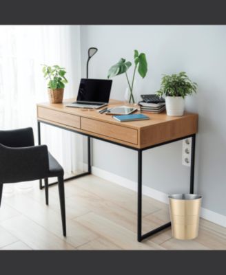 5 Liter Waste Basket Can for Garbage, Round Open Top Trash Can for Bathroom Bedroom, Kitchen, Stainless Steel, Fingerprint Resistant