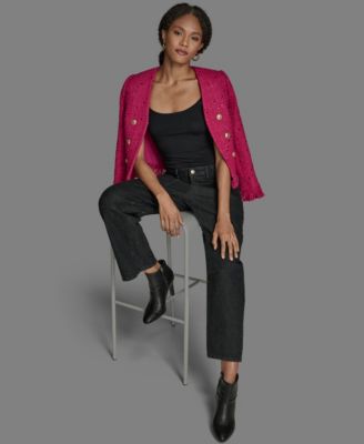 Women's V-Neck Fringe Sequin Tween Jacket