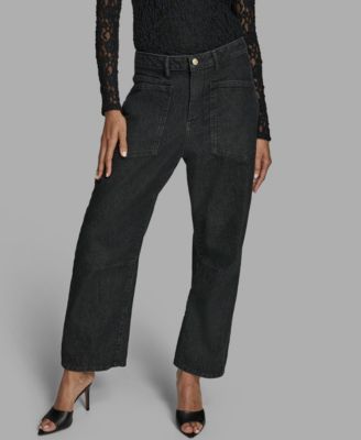 BCBG - Women's Barrel Leg Knee Seam Mid Rise Jeans